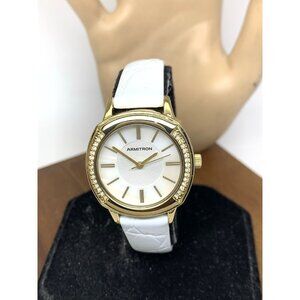 Armitron Women's Watch 75-5977GP Quartz Mother of Pearl Gold White Leather 30mm